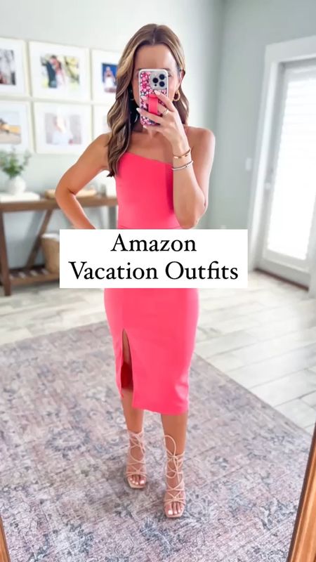 Amazon vacation outfits. Amazon vacation dresses. Resort wear. Resort style. Honeymoon outfits. Beach vacation. Wedding guest dresses. Matching set. Clear wedges. Tie-up heels. Amazon midi dresses. 

*Shoes are TTS. Wearing XS or smallest size in each. 

#LTKtravel #LTKshoecrush #LTKfindsunder50