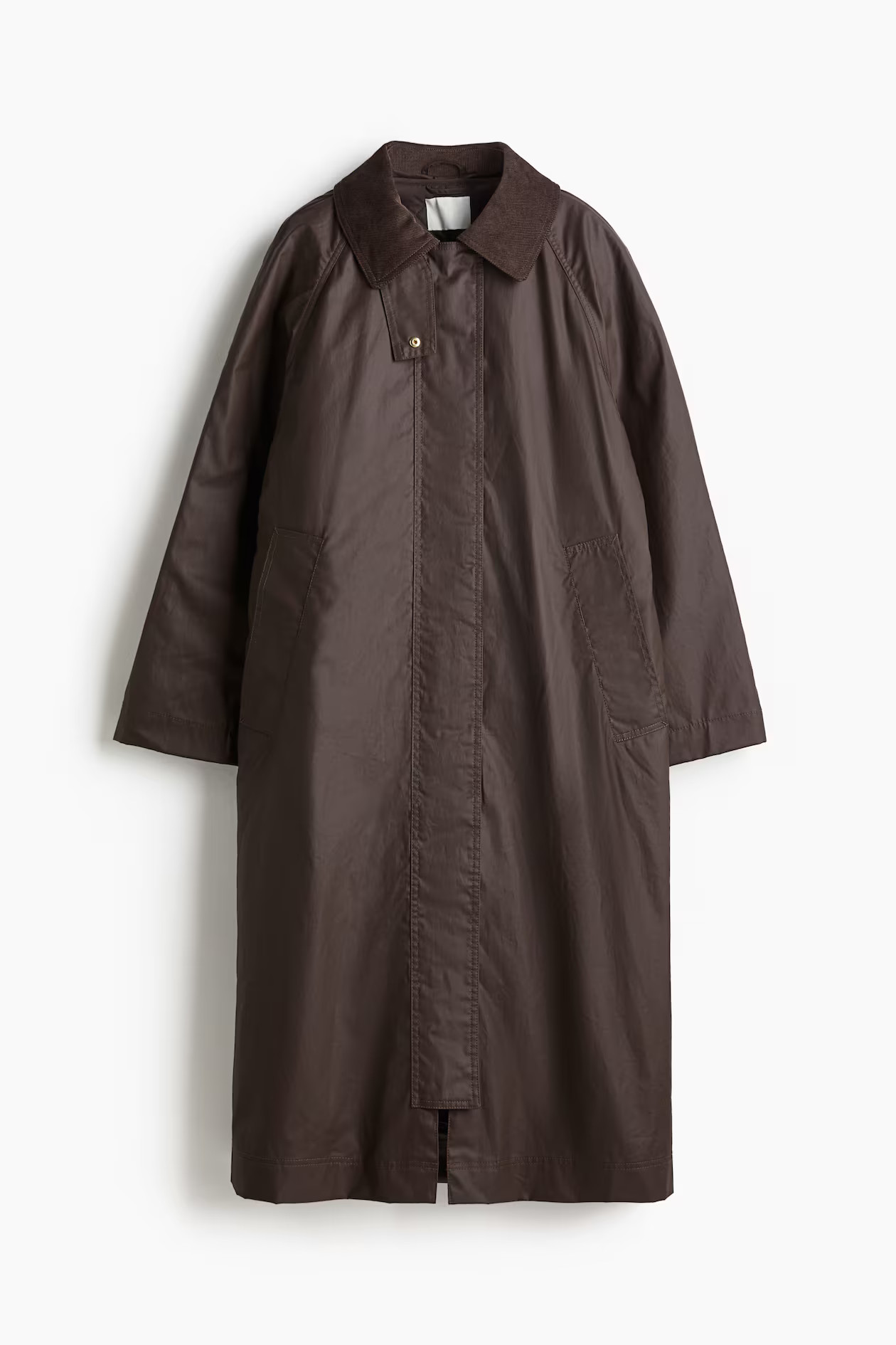 Waxed coat - Long sleeve - Long - Dark brown - Ladies | H&M GB | H&M (UK, MY, IN, SG, PH, TW, HK)
