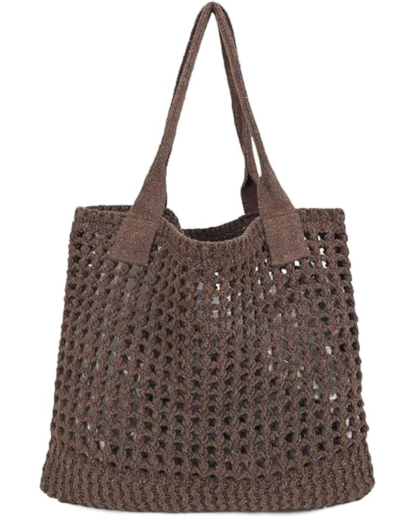 ENBEI Women's Beach Tote Bag, Crochet Knit Hollow Design, Stylish Tote for Beach,Travel and Every... | Amazon (US)