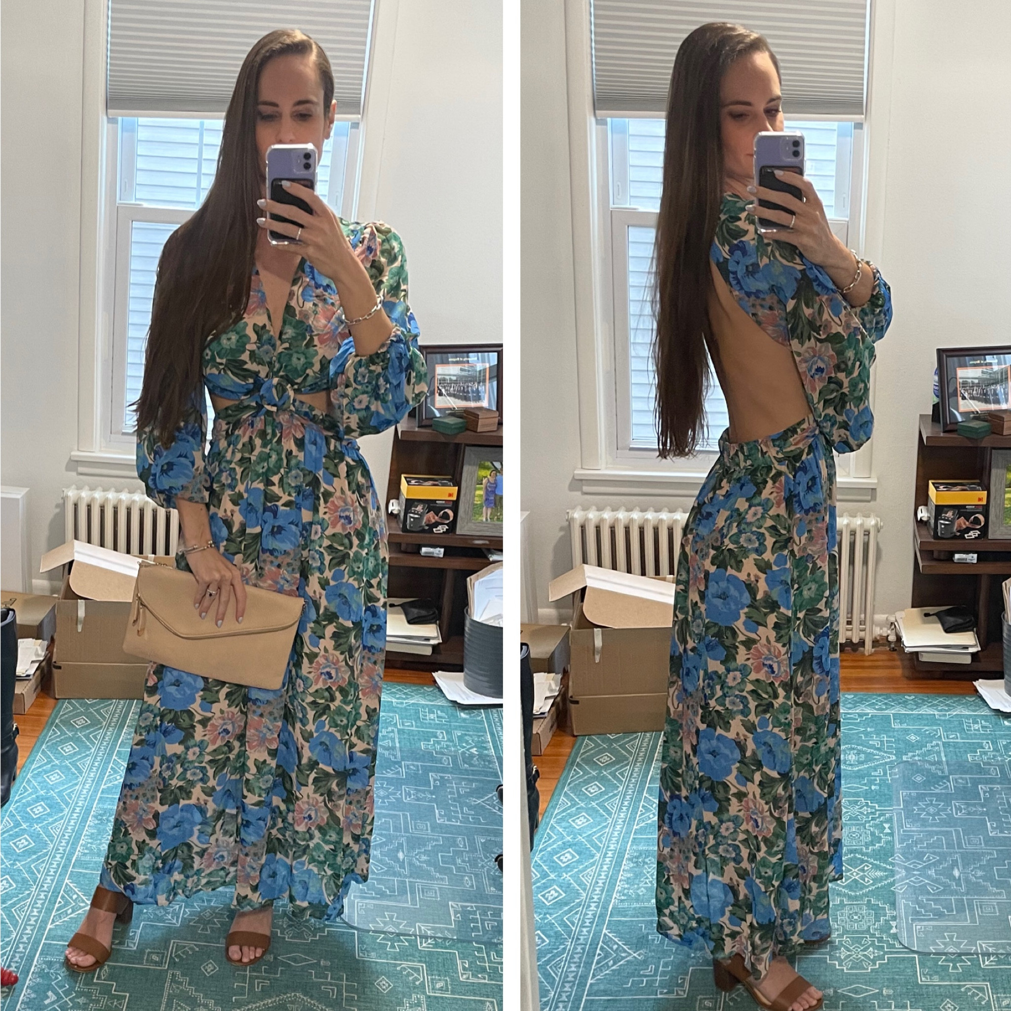 Here for all the cute cutout maxi dresses! This dress is the absolute cutest with an open back and twist front. The colors are amazing! Wearing a size small and may get the waist taken in just a little in the back. Purse also from vici (sadly this color isn’t available anymore)  

#LTKSeasonal #LTKunder100 #LTKwedding