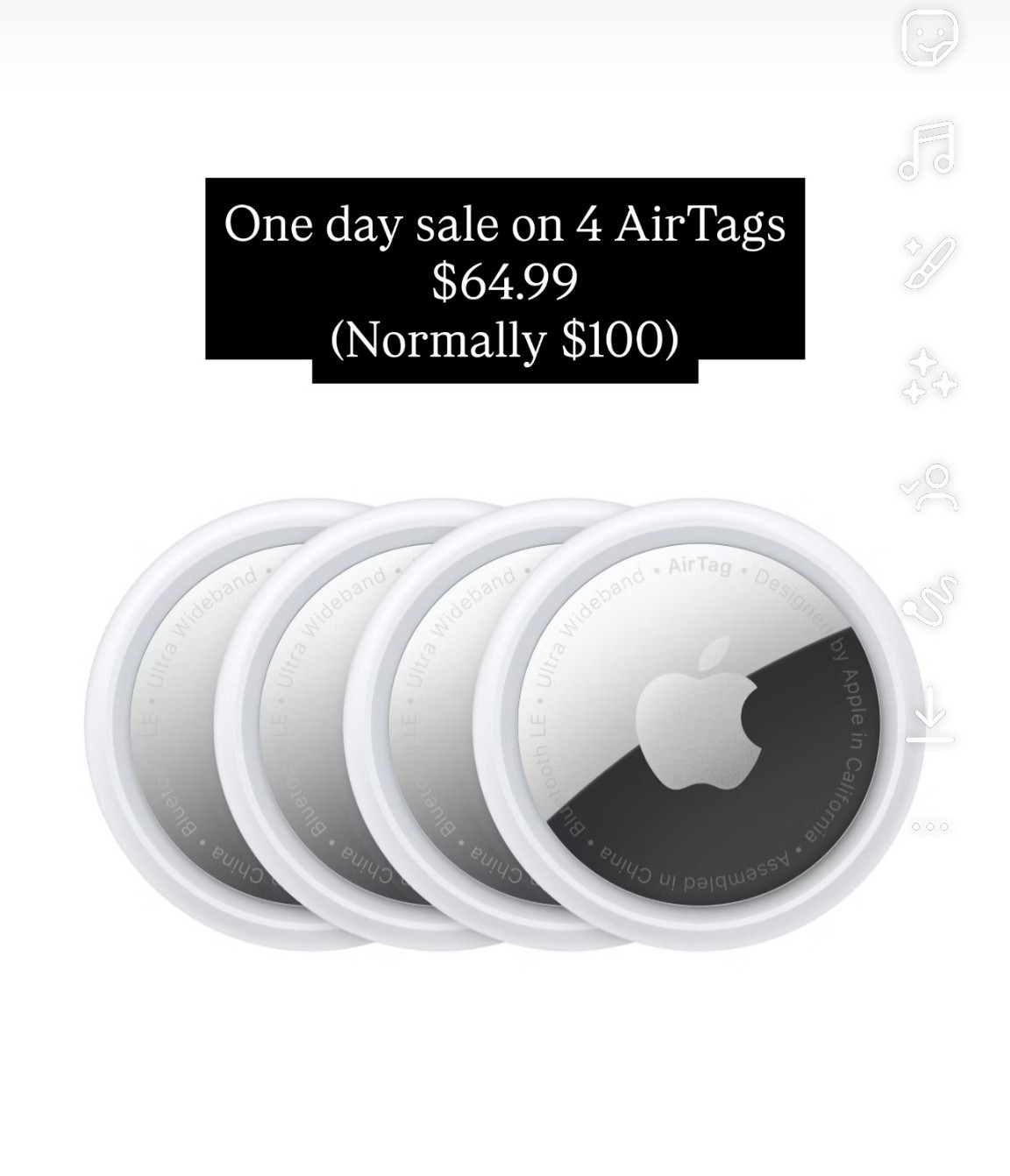 Great one day deal on AirTags! Over $39 off! 

#LTKFindsUnder100 #LTKSaleAlert #LTKHoliday