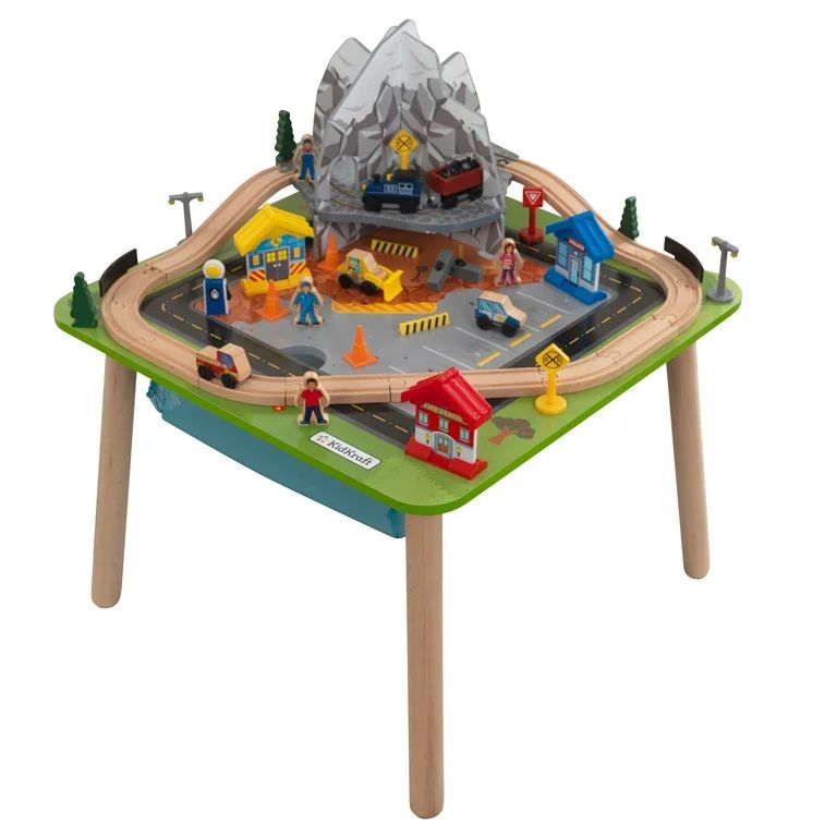 KidKraft Rocky Mountain Wooden Train Set & Table with 50 Pieces and Built-in Storage | Walmart (US)