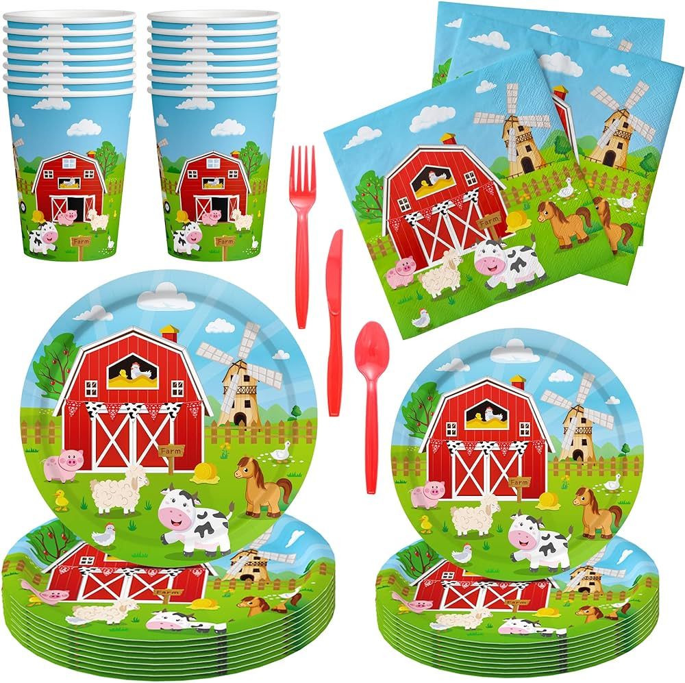 Farm Animal Birthday Party Decorations Farm Plates Tableware Barnyard Farm Birthday Party Supplie... | Amazon (US)