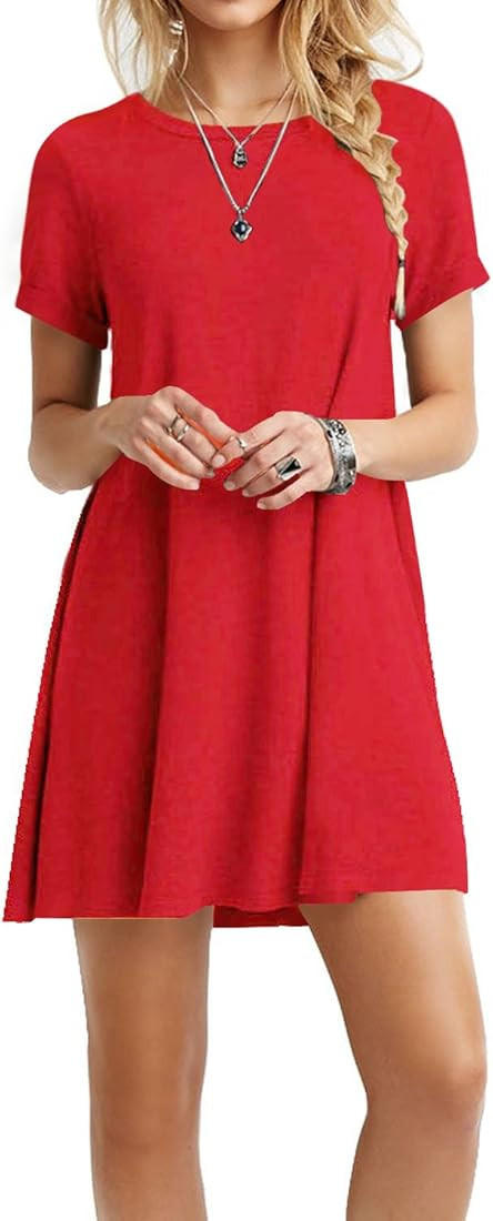 TINYHI Women's Swing Loose T-Shirt Fit Comfy Casual Flowy Cute Swing Tunic Dress | Amazon (US)
