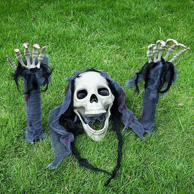 Halloween Decorations Outdoor Skull Skeleton Stakes Ground Breaker Scary Halloween Decor Yard Law... | Amazon (US)