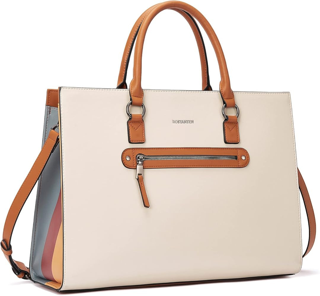 BOSTANTEN Leather Laptop Briefcase for Women Shoulder Bag 15.6 Inch Business Computer Work Tote | Amazon (US)