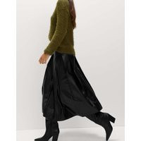 M&S Leather Look Pleated Midaxi Skirt Black | Marks & Spencer (UK)