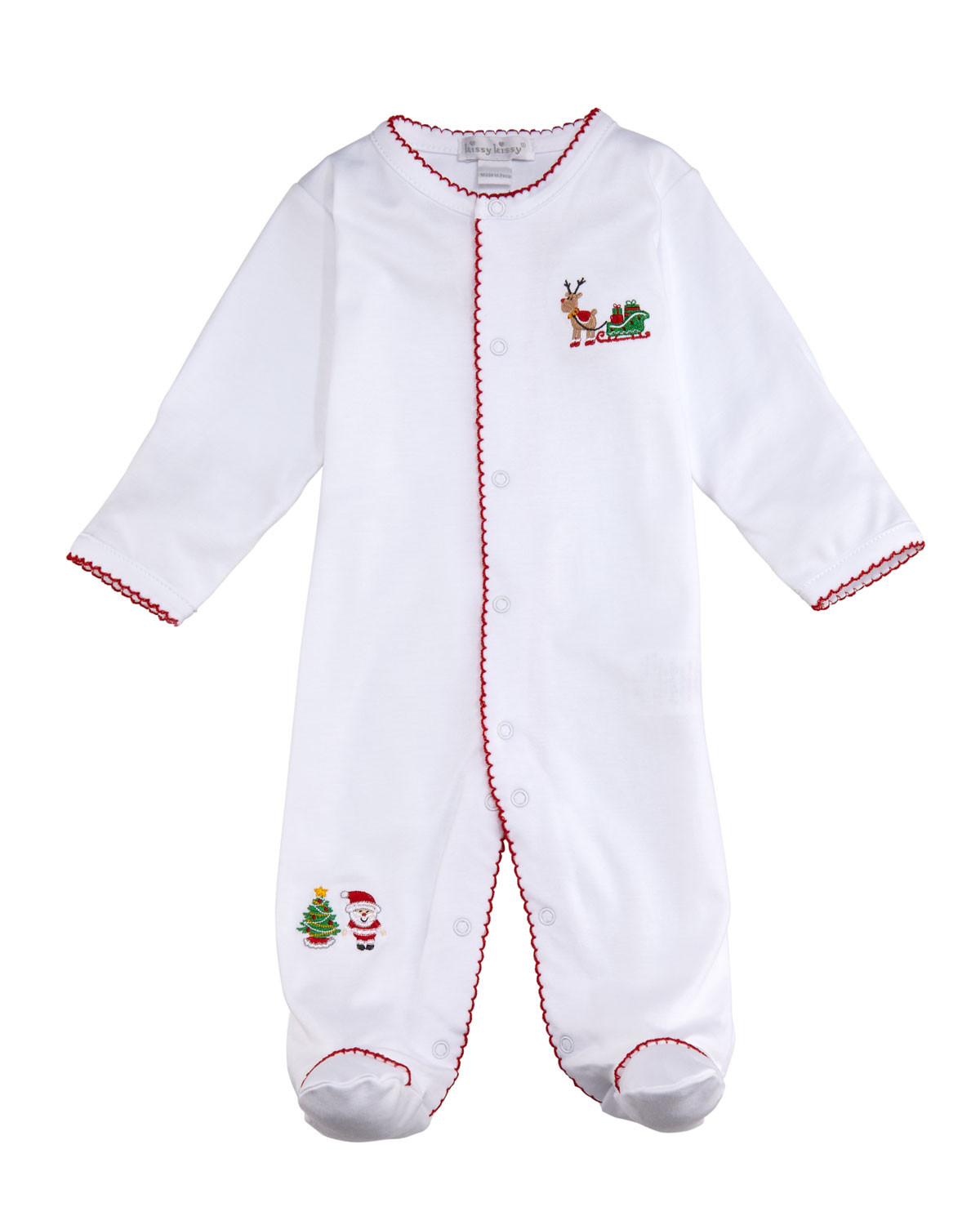 Tis The Season Embroidered Pima Footie Playsuit, Size 0-9 Months | Neiman Marcus