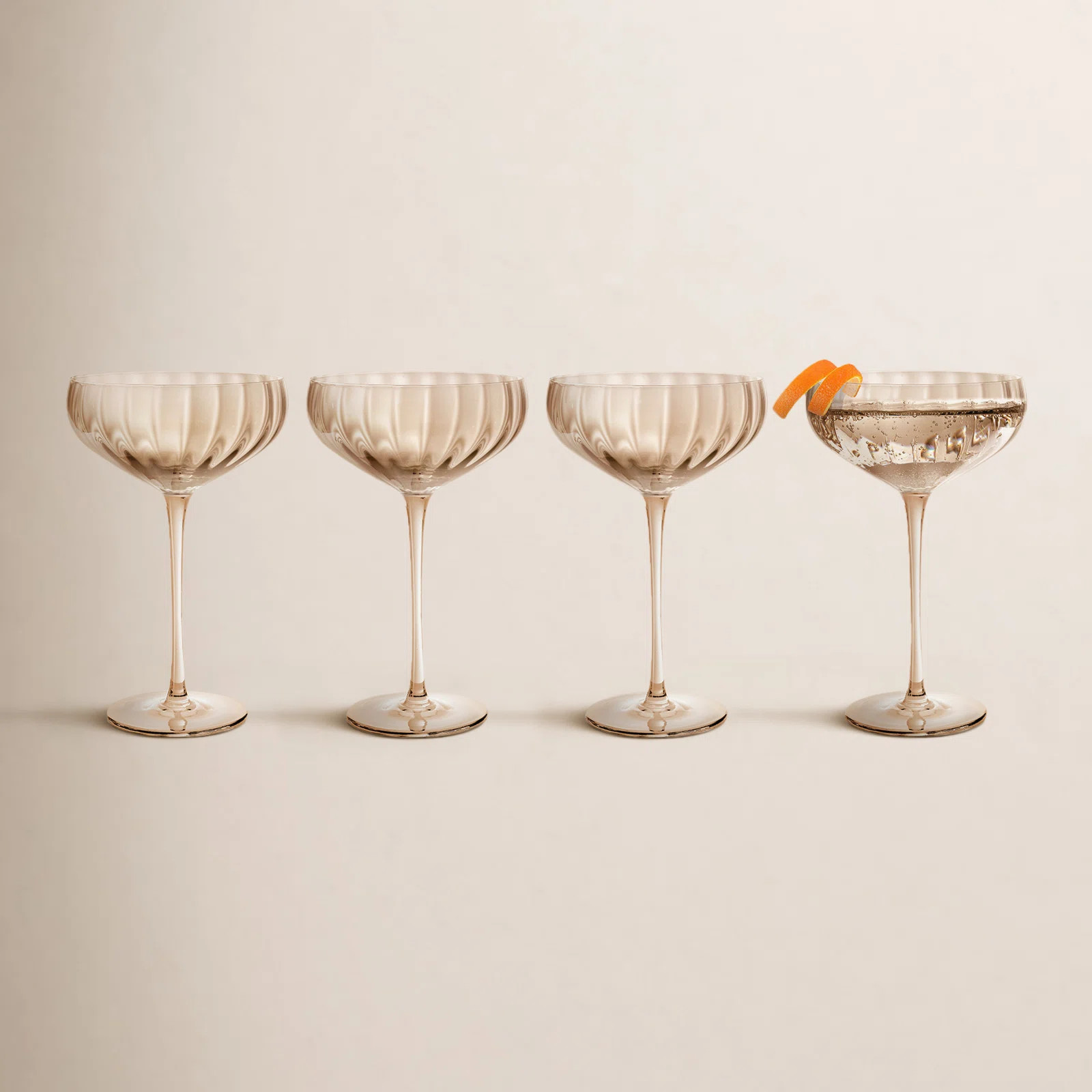 Orlosky Amber Coupe Glasses, Set/4 | Wayfair North America
