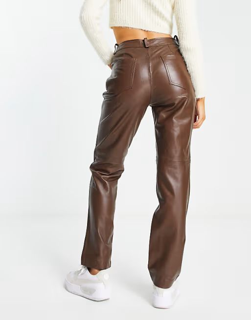 Object leather trousers in brown | ASOS (Global)