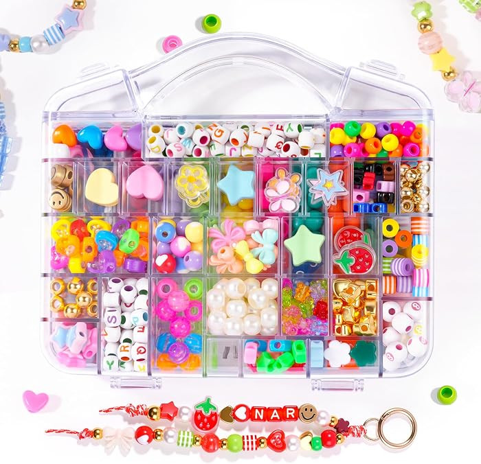 DIY Bag Charm Making Kit Bead Keychain Making Kit Letter Beads for Christmas Party, Family Activi... | Amazon (US)