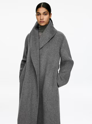 Shawl-Collar Coat – Grey – Women – ARKET GB | Arket UK