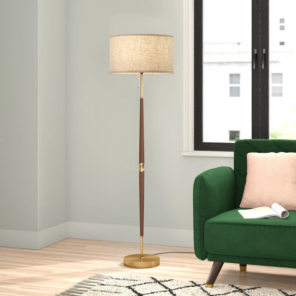 Salcido Electroplated Traditional Solid Wood Floor Lamp | Wayfair North America