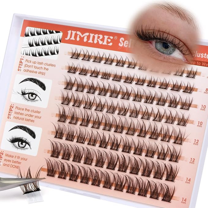 Brown Lash Clusters Natural Look Self Adhesive Eyelashes Wispy Press on Lashes Clusters Reusable ... | Amazon (US)