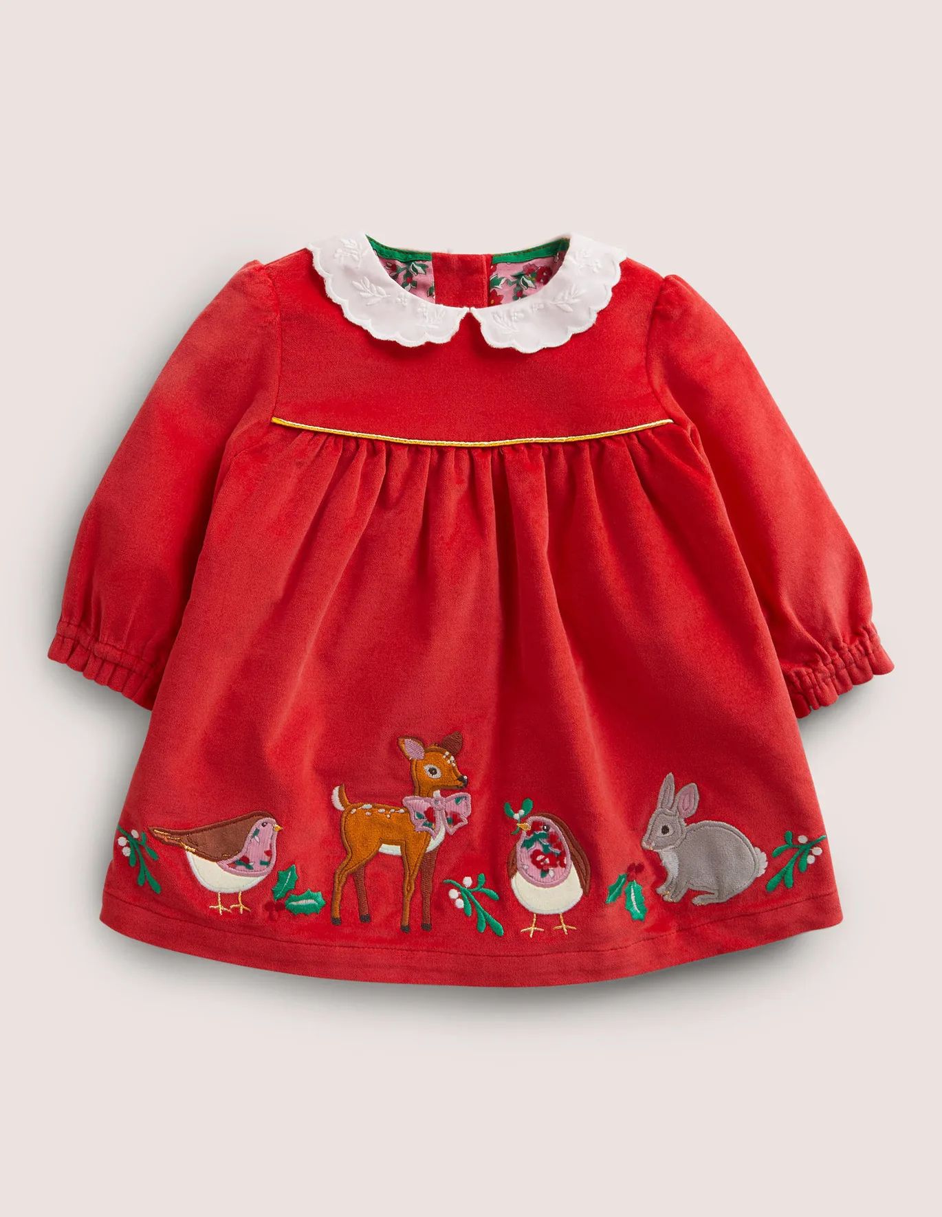 Red Animal Appliqué Velvet Dress - Rockabilly Red Animals | Boden (US)
