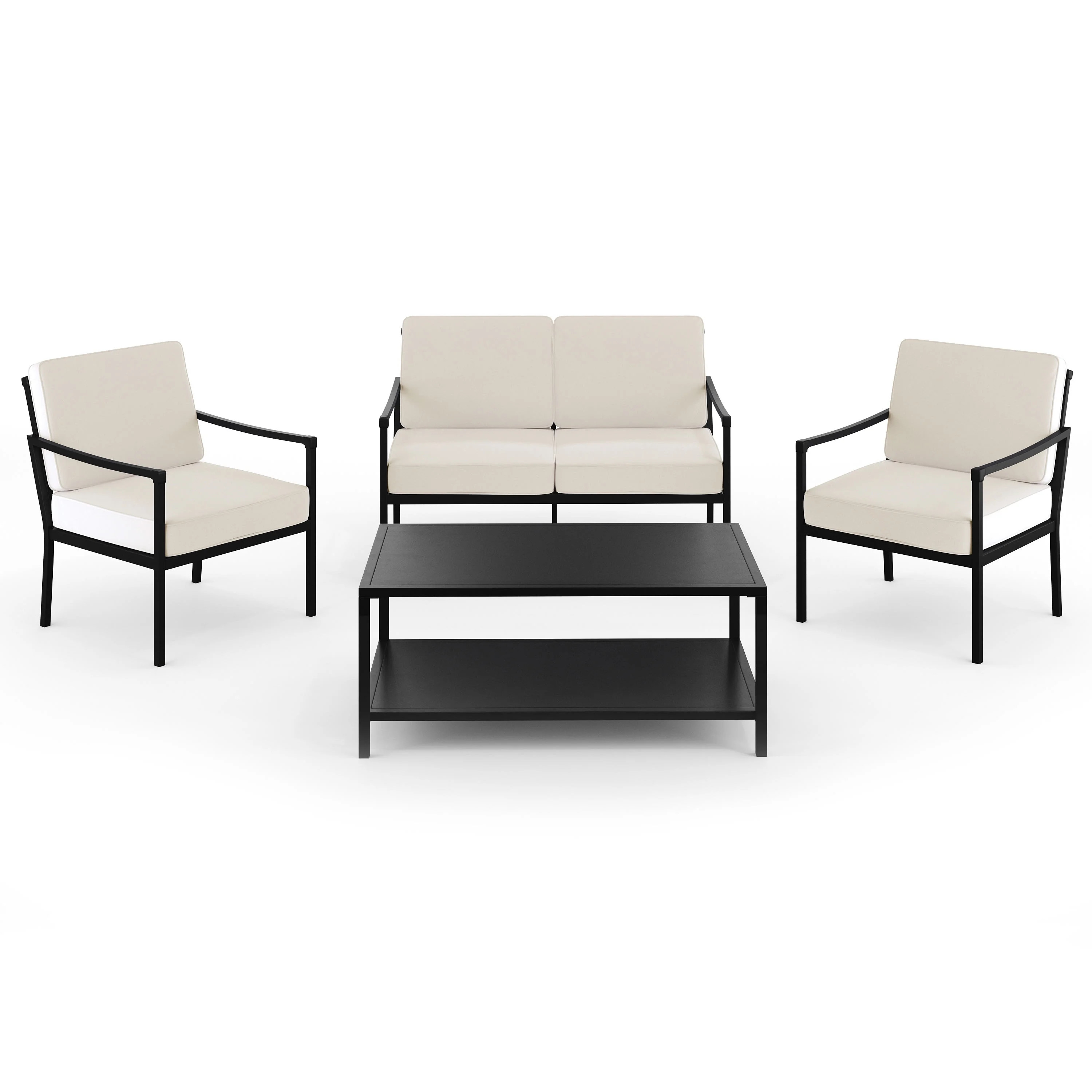 Martha Stewart 4-Piece Indoor-Outdoor Conversation Set with Loveseat, 2 Chairs, and Coffee Table ... | Walmart (US)