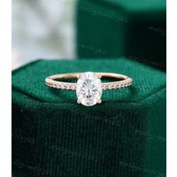 Oval Moissanite Engagement Ring Vintage Unique Rose Gold Women Half Eternity Diamond Wedding Bridal Anniversary Gift For Her | Etsy (US)