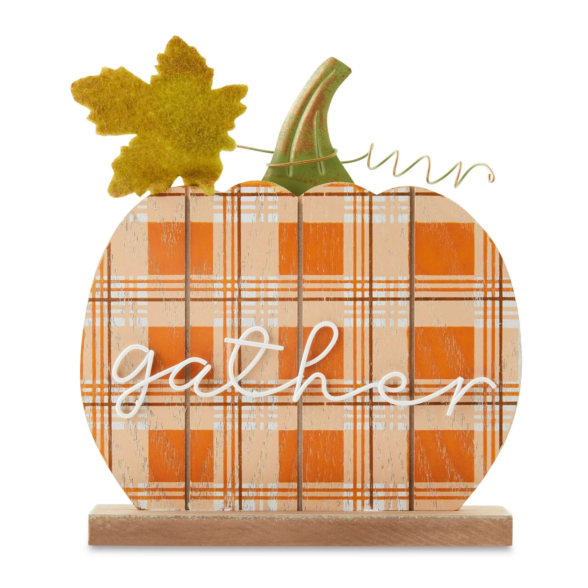 Fall, Harvest Multicolor Plaid Pumpkin Tabletop Decoration, Gather, 7.25 in, by Way To Celebrate ... | Walmart (US)