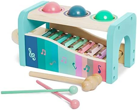 Musical Pounding Toy for Educational Play, Wooden Montessori Baby Musical Toys with Hammer and Slide | Amazon (US)