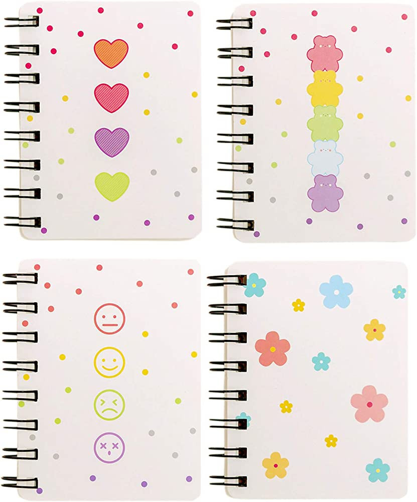 Small Spiral Notebook, 4 Pcs 3.14 Inch x 4.13 Inch 4 Style Design Thick Hardcover Blank Pages 80 ... | Amazon (US)