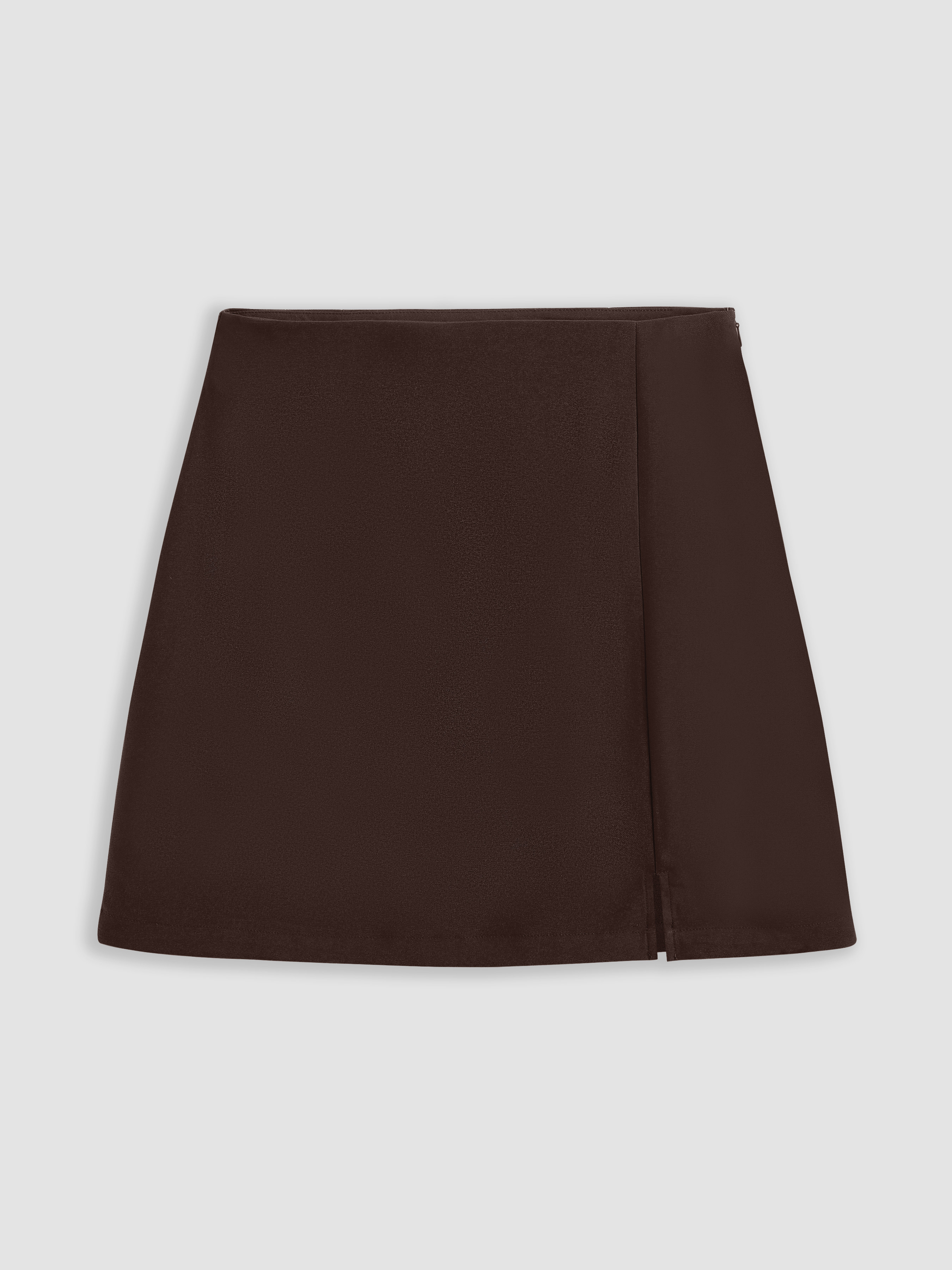 Woven High Waist Zip Up Slit Mini Skirt For Date Music Festival/Live House Exhibition Coffee Shop... | Cider