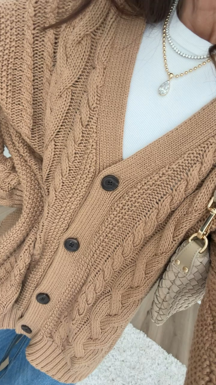 This chunky cable knit cardigan is the perfect cozy layer for easy fall outfits.

size S

chunky knit cardigan, cable knit cardigan, oversized fall cardigan, organic cotton cardigan, neutral fall outfit, cozy fall layers, beige cardigan, fall sweater, casual fall style, early fall outfit

#LTKootd #LTKSaleAlert