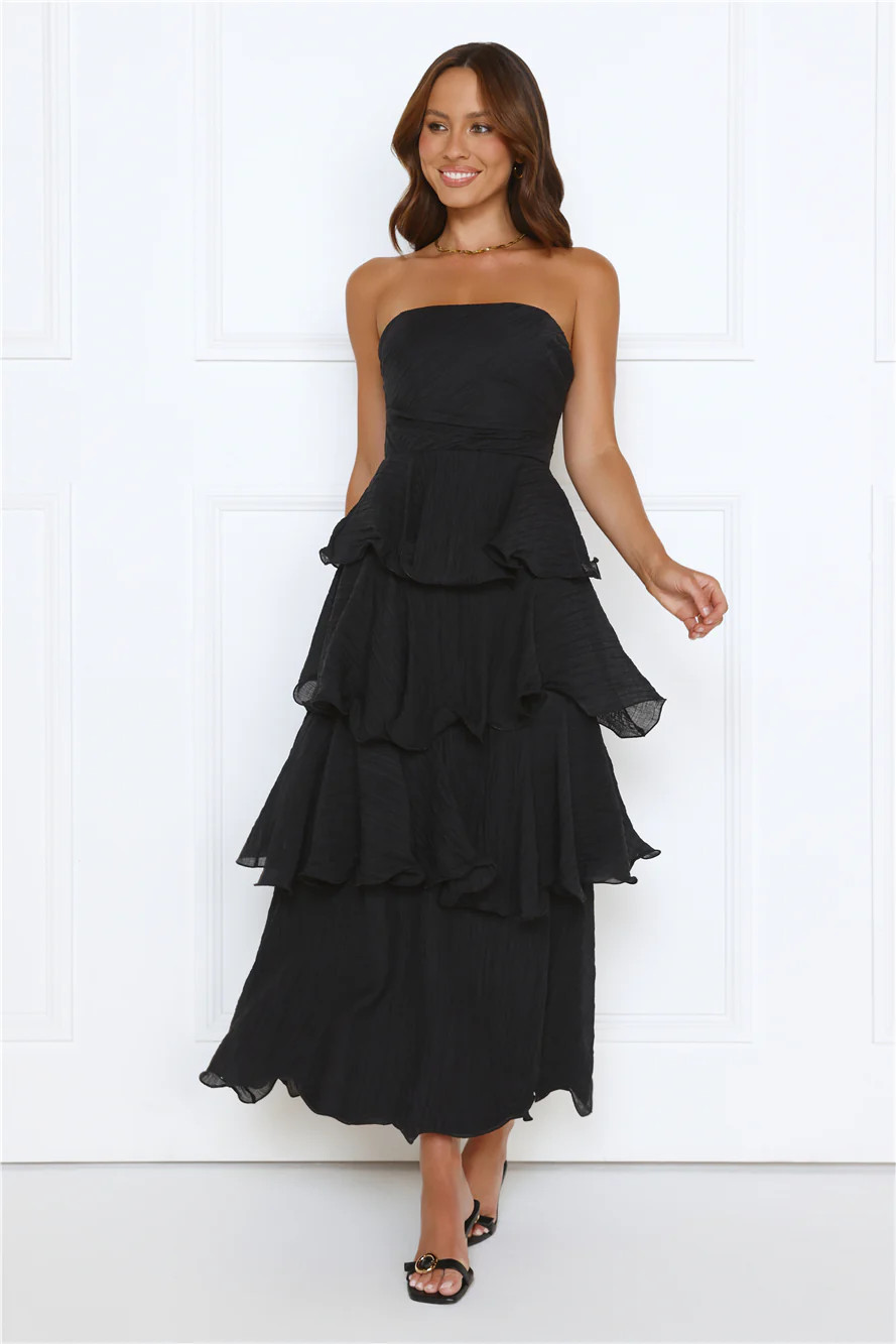 Wedding Adventure Strapless Maxi Dress Black | Hello Molly (US)