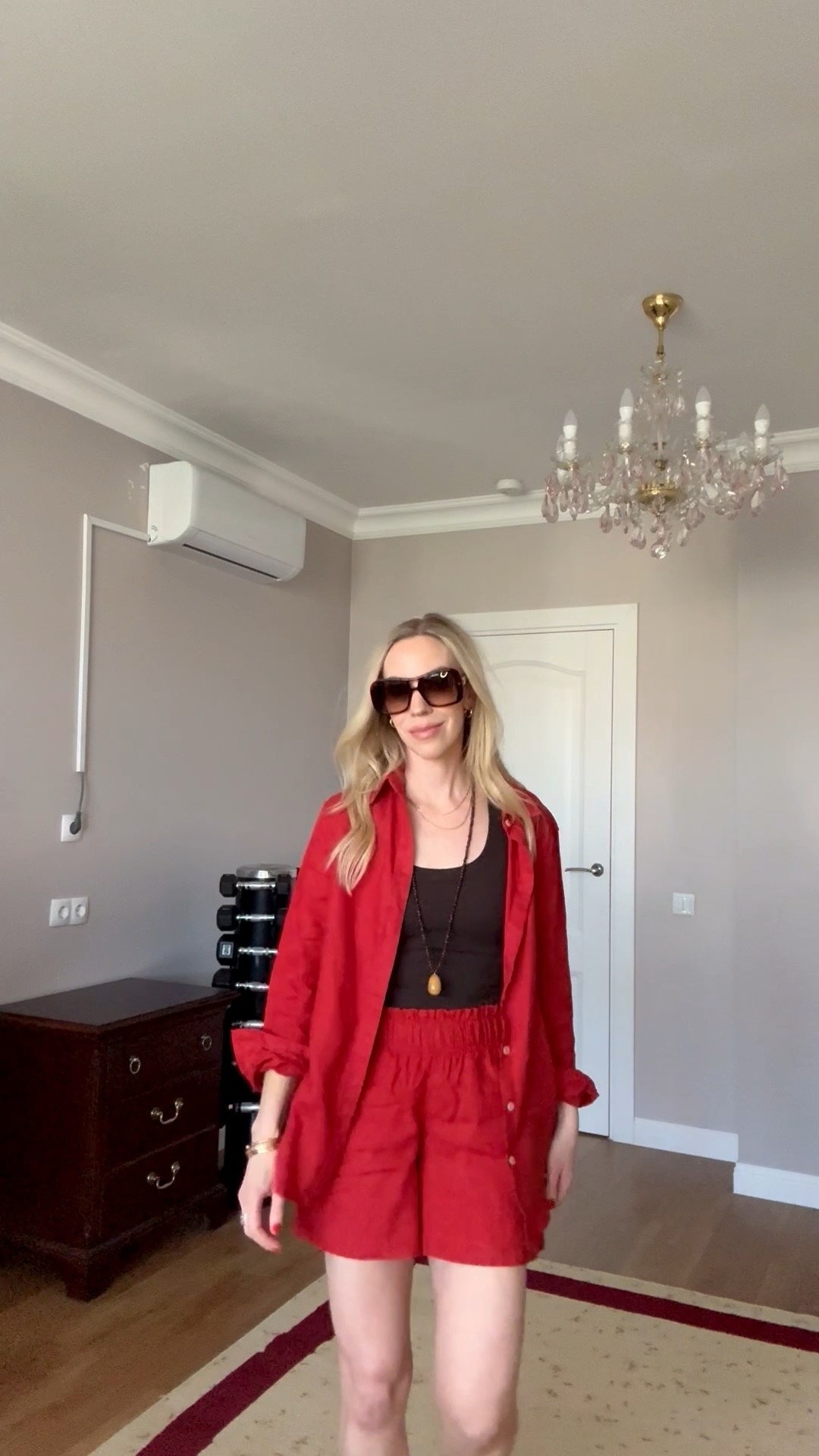 Summer vacation outfit, summer 2026, beach vacation, linen set under $75, tomato red, beaded pendant necklace, braided slingbacks

#LTKTravel #LTKSaleAlert #LTKgrwm
