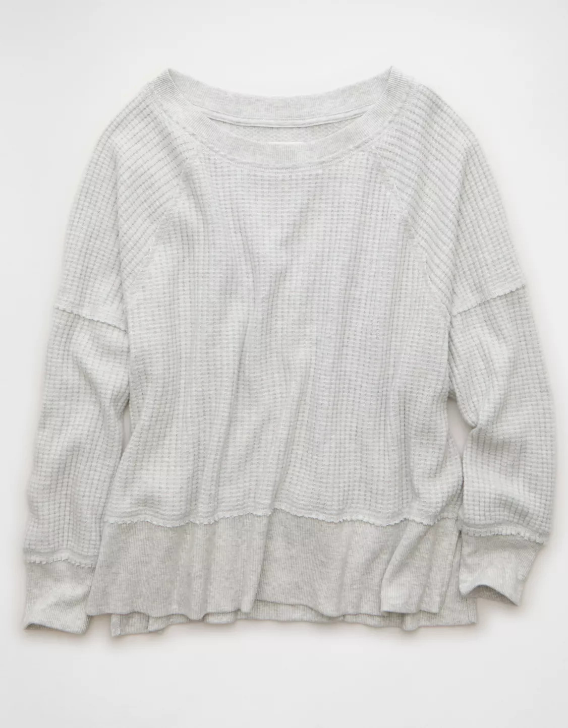 AE Big Hug Off-The-Shoulder Waffle Sweatshirt | American Eagle Outfitters (US & CA)