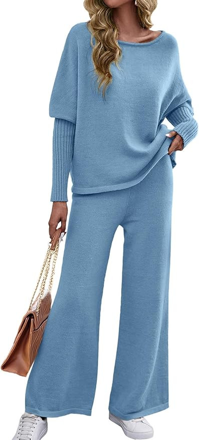 Bloggerlove Womens Sweater Sets 2 Piece Outfits 2024 Fall Lounge Matching Set Knit Pullover Pants... | Amazon (US)