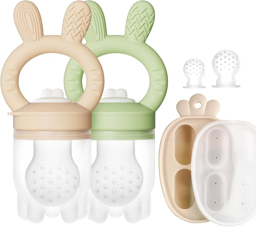 2 Packs Baby Fruit Feeder & Freezer Nibble Tray Combo, Push Pop Baby Food Feeder to Safely Introd... | Amazon (US)