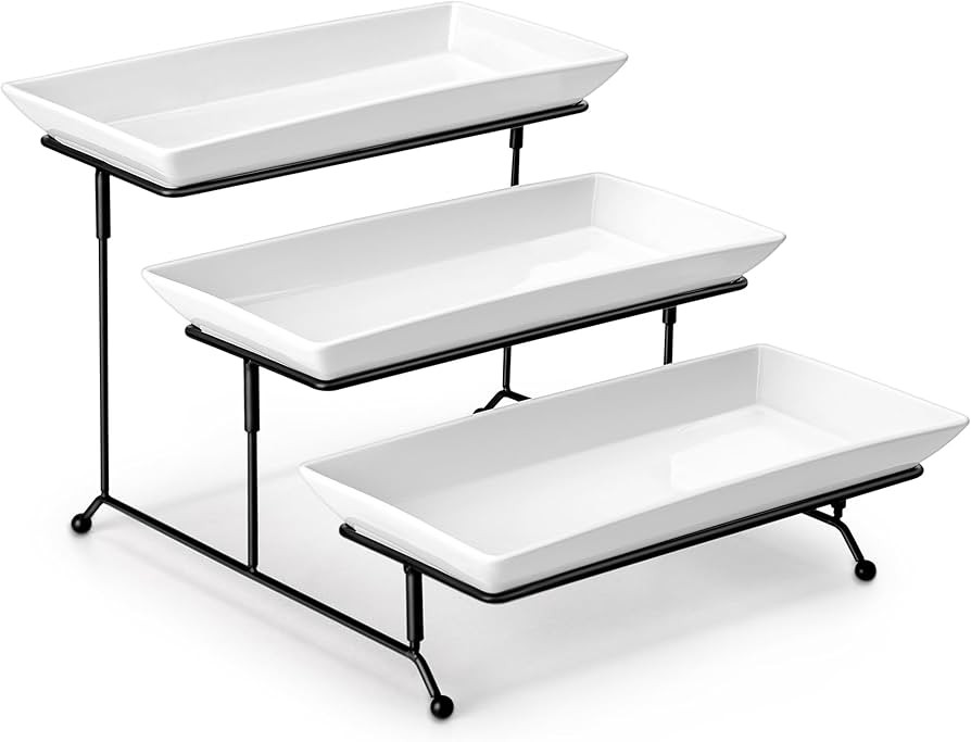 MALACASA 3 Tier Serving Trays for Party, Porcelain Serving Platters and Trays, 12 Inch Tiered Tra... | Amazon (US)