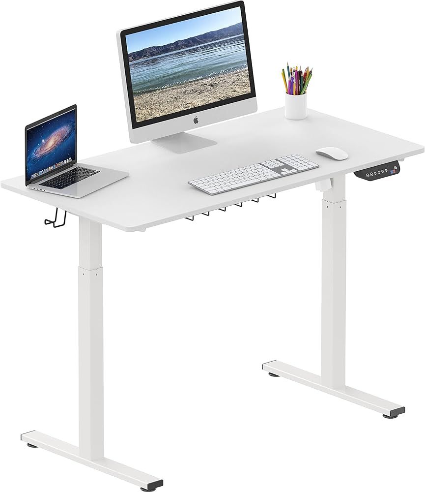 SHW Memory Preset Electric Height Adjustable Standing Desk, 48 x 24 Inches, White | Amazon (US)