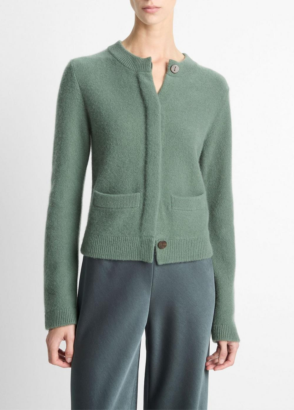Women's Plush Cashmere Shrunken Cardigan, Deep Patina, Size S Vince | Vince LLC