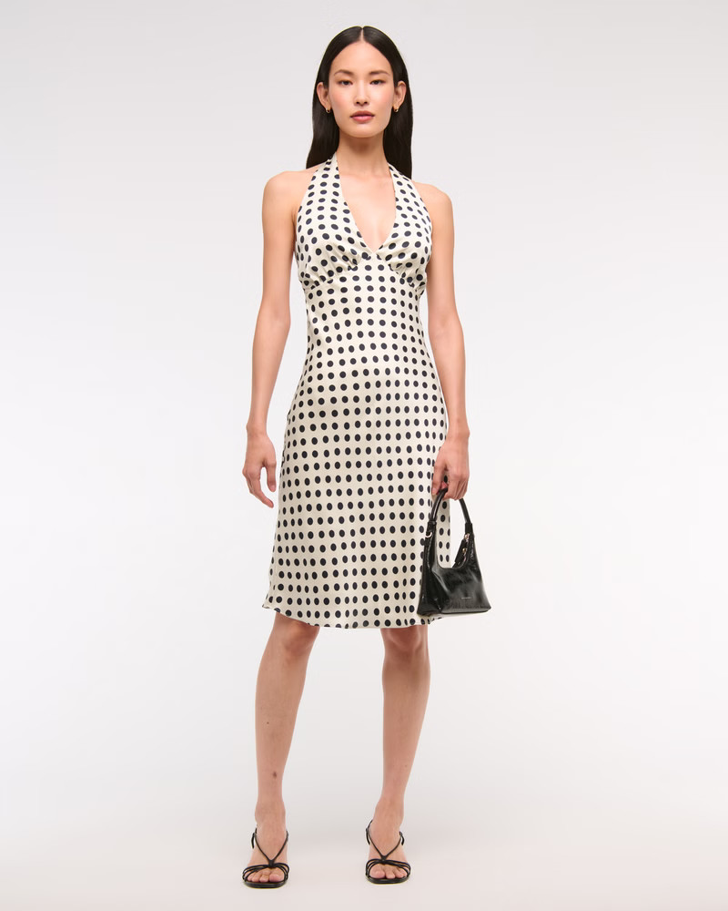 Halter Knee-Length Slip Dress | Abercrombie & Fitch (US)