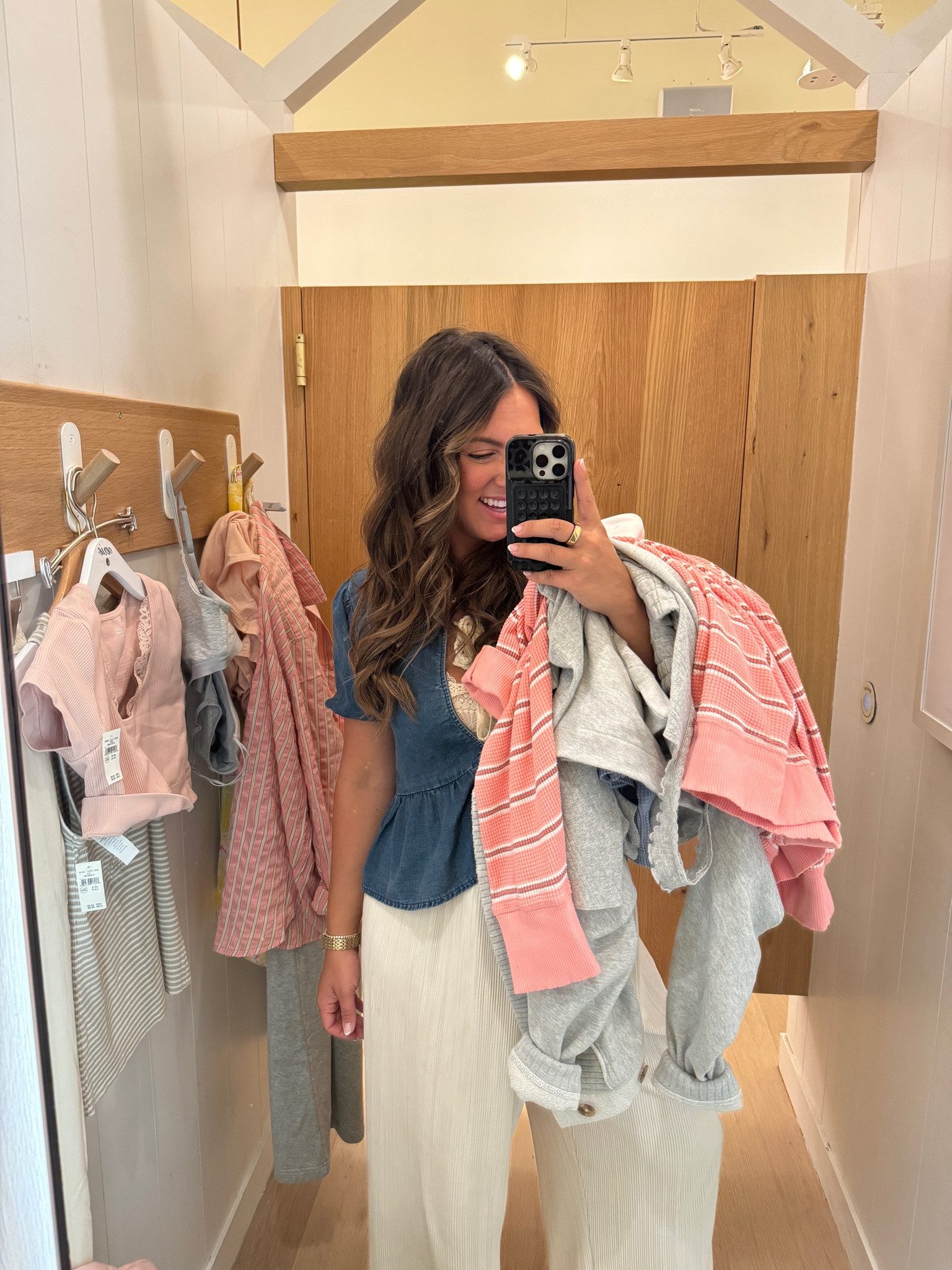 Aerie postpartum haul!!! Stocking up for postpartum at 38w pregnant. Wearing a medium in everything except the pink striped pullover (that’s a large!)

#LTKBump