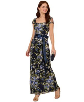 Adrianna Papell Women's Cascading Floral Sheath Gown - Macy's | Macy's