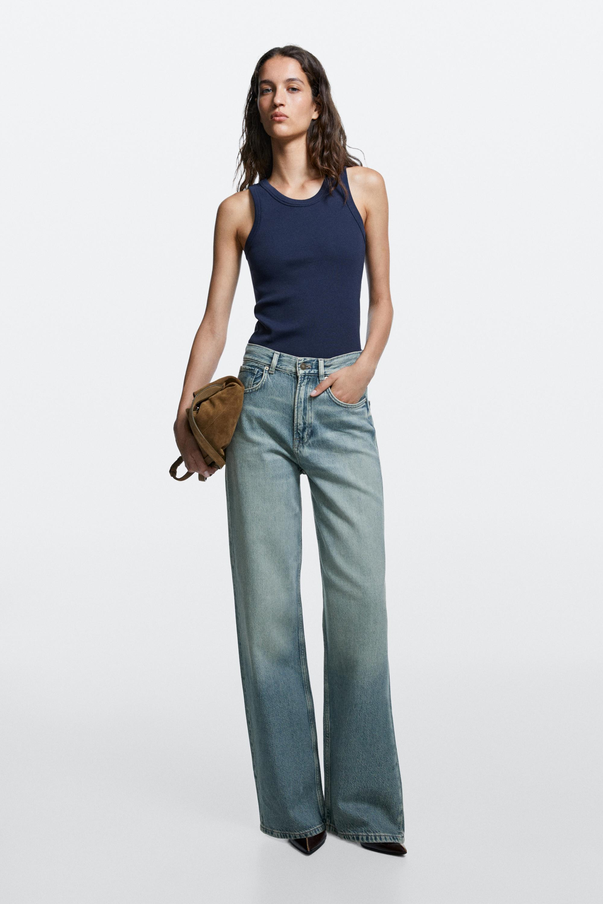Wide-Leg-Jeans mit hohem Bund | Massimo Dutti DE