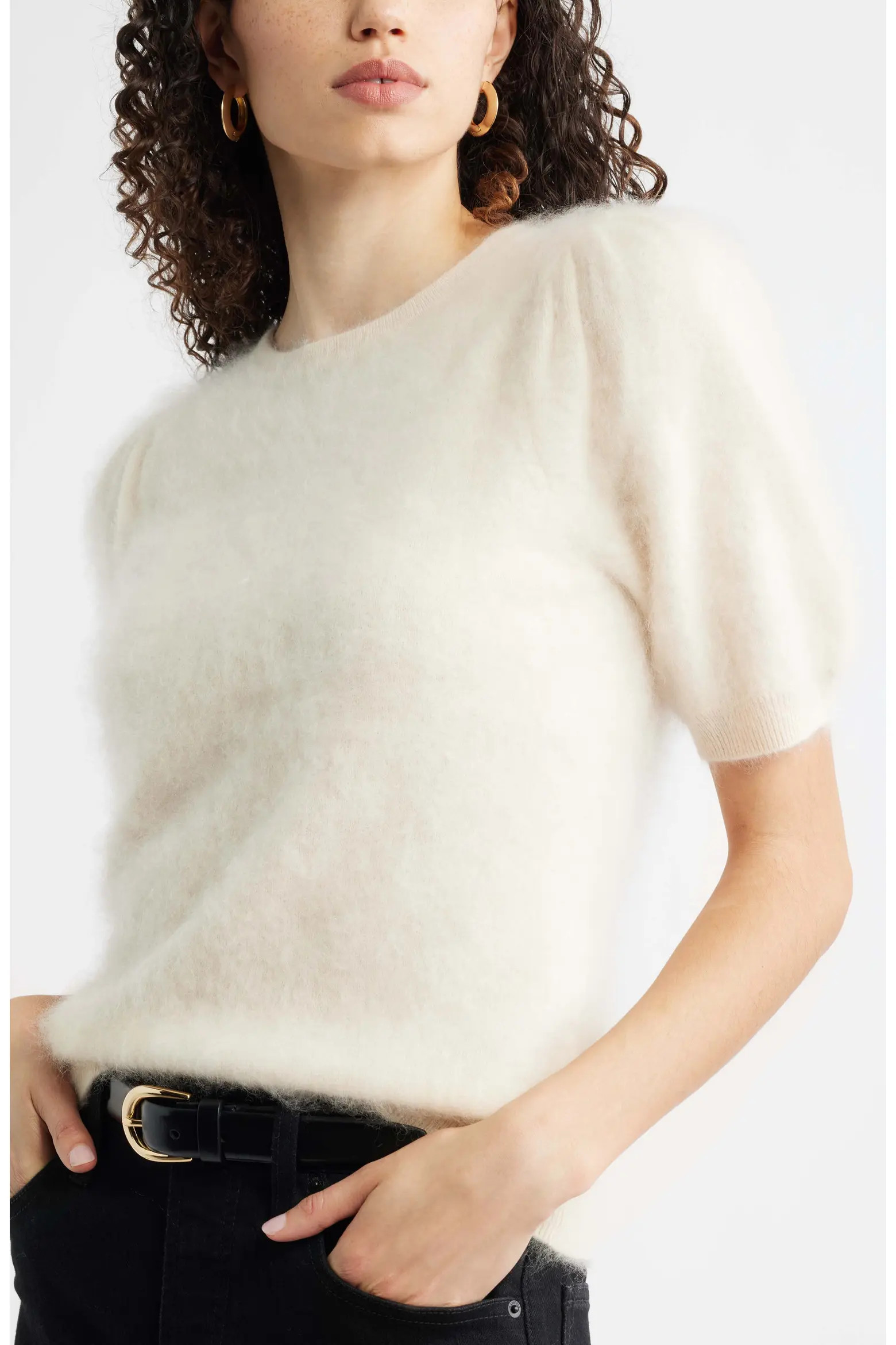 Femme Short Sleeve Brushed Cashmere Sweater (Women) | Nordstrom | Nordstrom