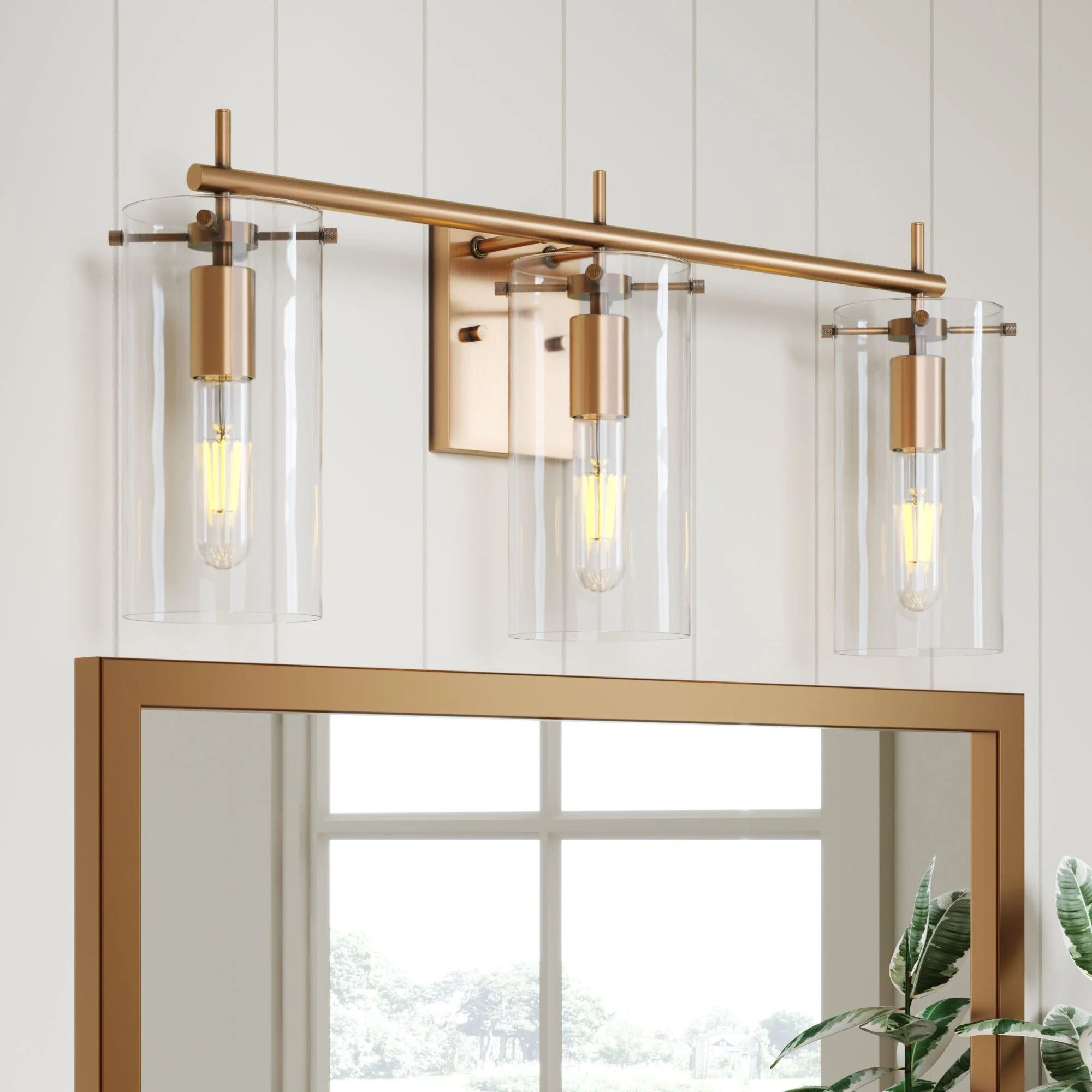 Glass Shade Bathroom Vanity Light Brass | Nathan James