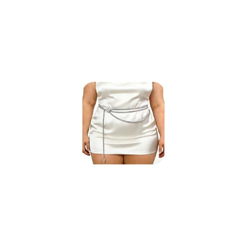 MODRSA Silver Chain Belt Silver Waist Chain For Women Waist Chain Belt Chain Metal Belly Chain Body Jewelry Dress Belts Plus Size 50" 130cm Prom Parties Weddings Festivals Formal Occasion | Amazon (US)