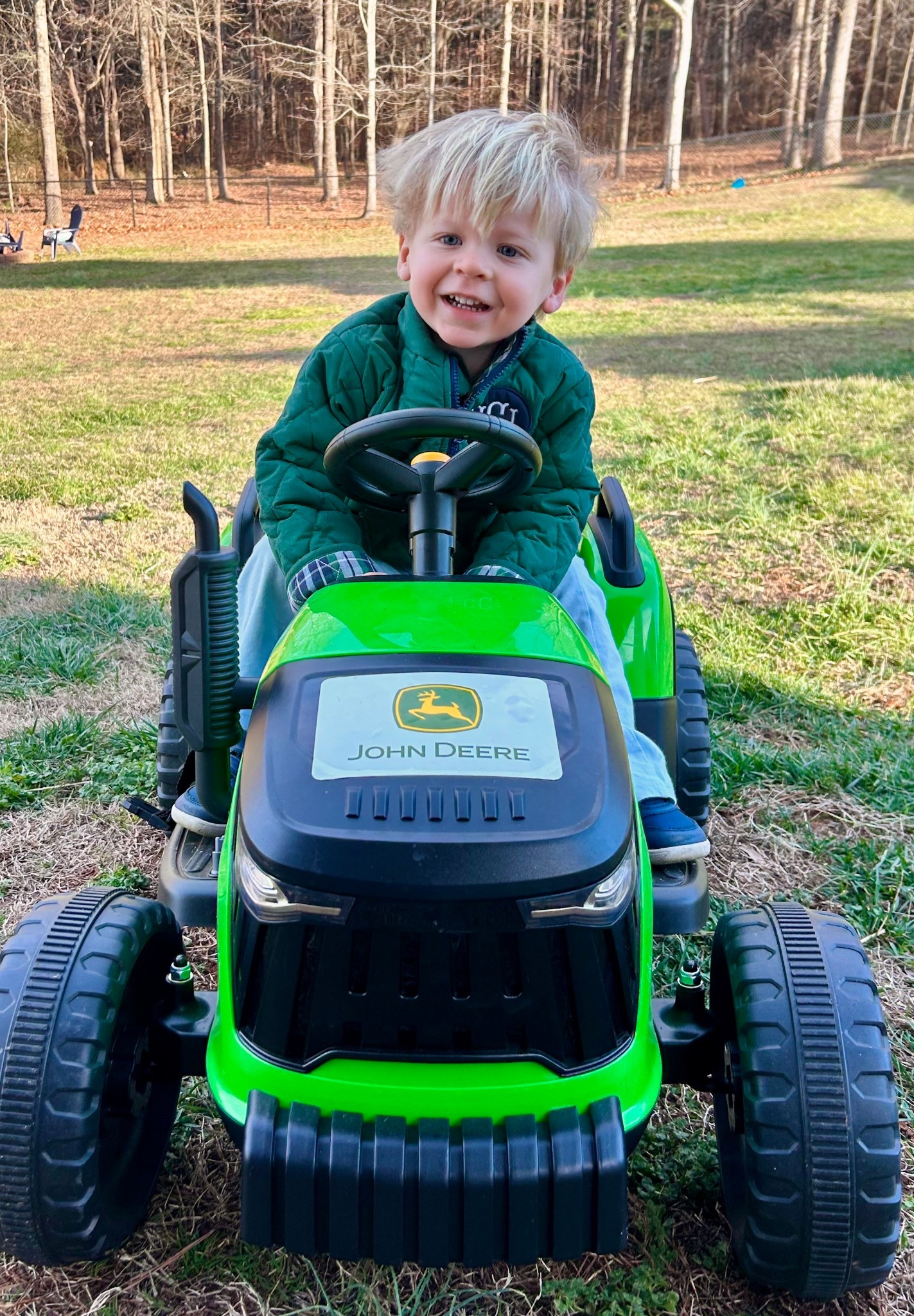 Powerwheel tractor for kids // basic brand & added a John Deere sticker, saved $$$ // bonus: it has a higher volt than bigger name brands, it flies around the yard 💚

#LTKKids #LTKdayinmylife #LTKActive