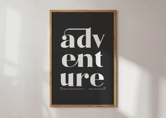 Adventure print, Adventure poster, Travel prints, Printable Word Art, Retro Typography Print, Ret... | Etsy (US)