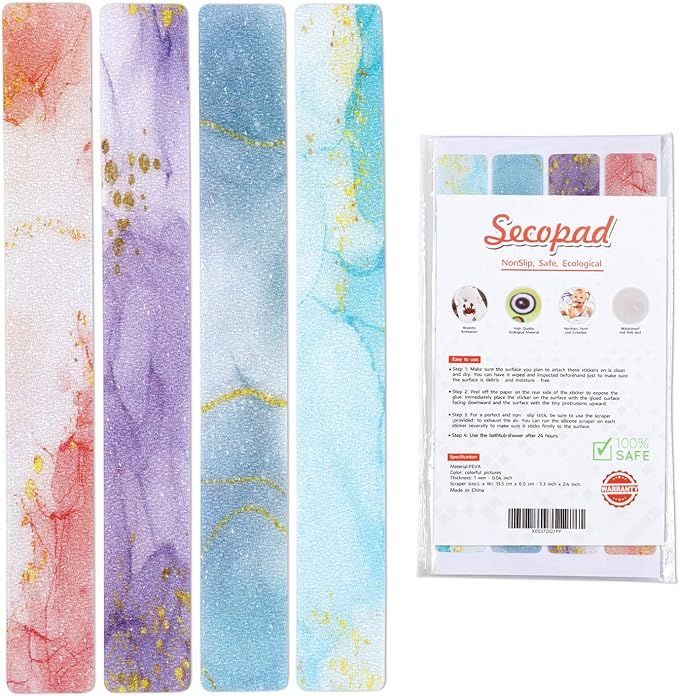 Secopad Anti Slip Colorful Shower Strips 24 PCS Bathtub Strips Adhesive Decals for  Bath Tub Sho... | Amazon (US)