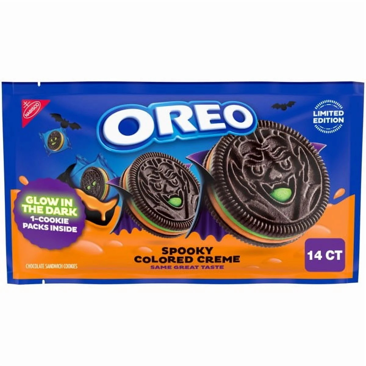 OREO Green and Orange Creme Chocolate Sandwich Cookies, Halloween Cookies, 14 Snack Packs | Walmart (US)