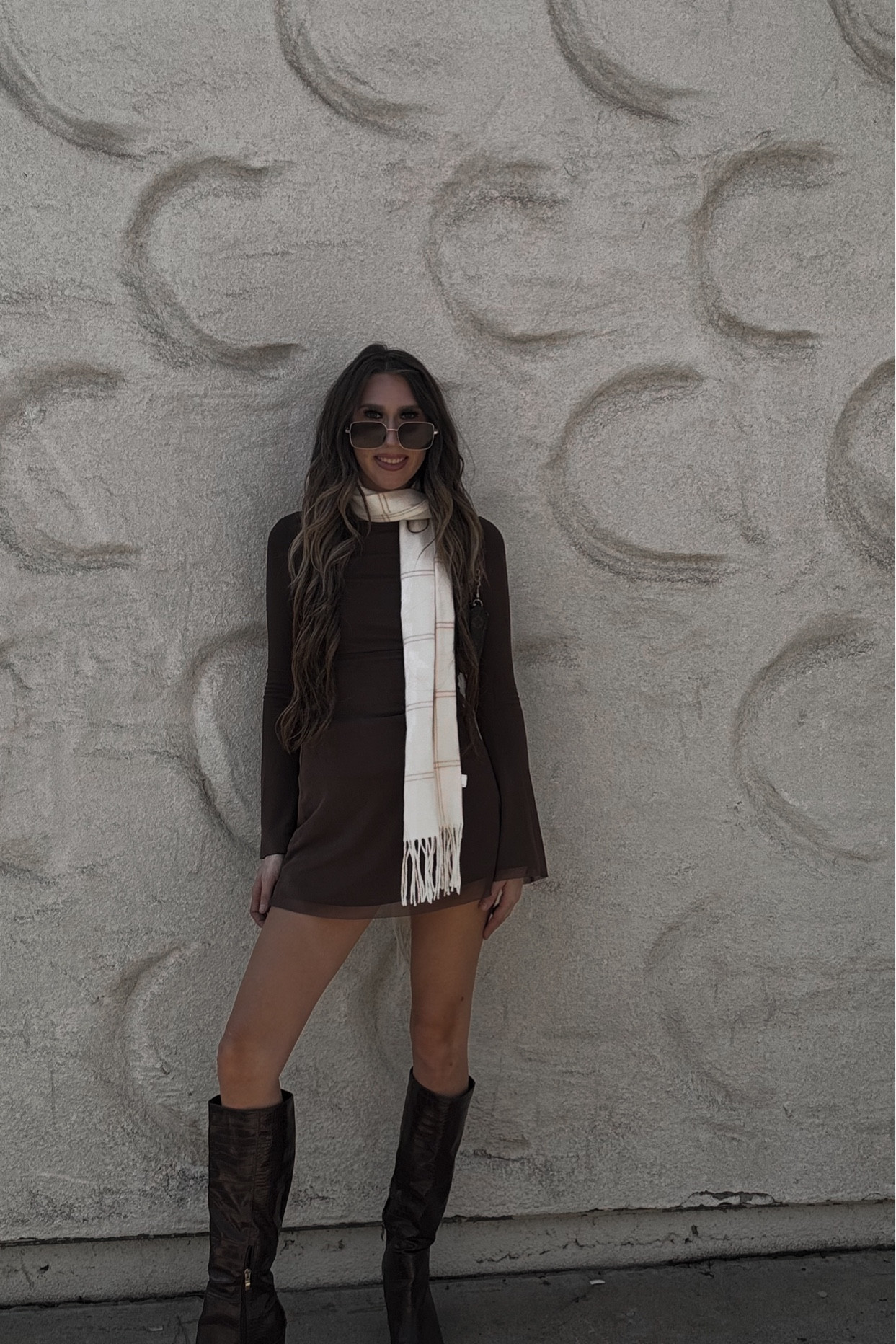 Dress size small 
Scarf
Boots size 7.5

#LTKSeasonal #LTKStyleTip #LTKVideo