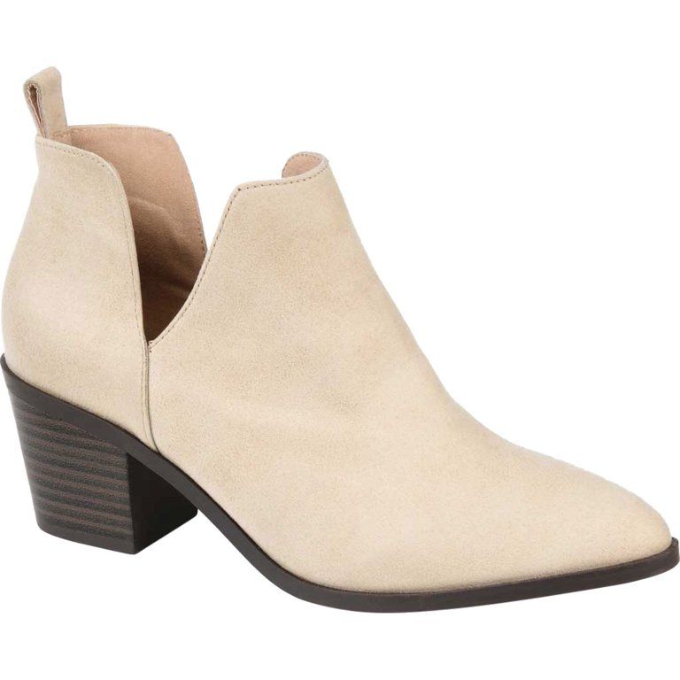 Women's Journee Collection Lola Cut Out Ankle Bootie Sand Faux Suede 7 M | Walmart (US)