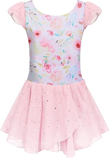 Arshiner Girls Ruffle Sleeve Ballet Dance Dress Tutu Skirted Leotard | Amazon (US)
