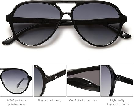 SOJOS Classic Polarized Aviator Sunglasses for Women Men, Retro Trendy Aviators Shades SJ2201 | Amazon (US)