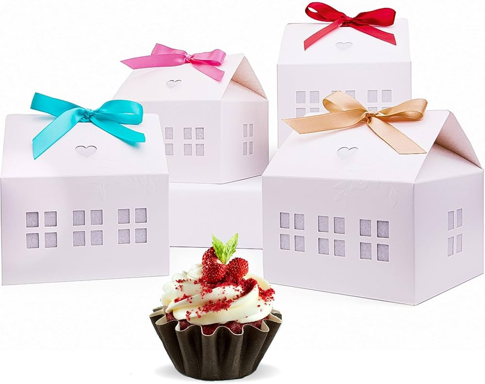 Karentology- 20 Pcs House Shaped Gift Boxes with Ribbons House Boxes for Treats, Treat Boxes for ... | Amazon (US)